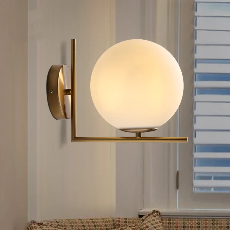 

Нордический минималистский промышленный стиль стеклянный настенный светильник для спальни прикроватный домашний Декор светодиодный свет...