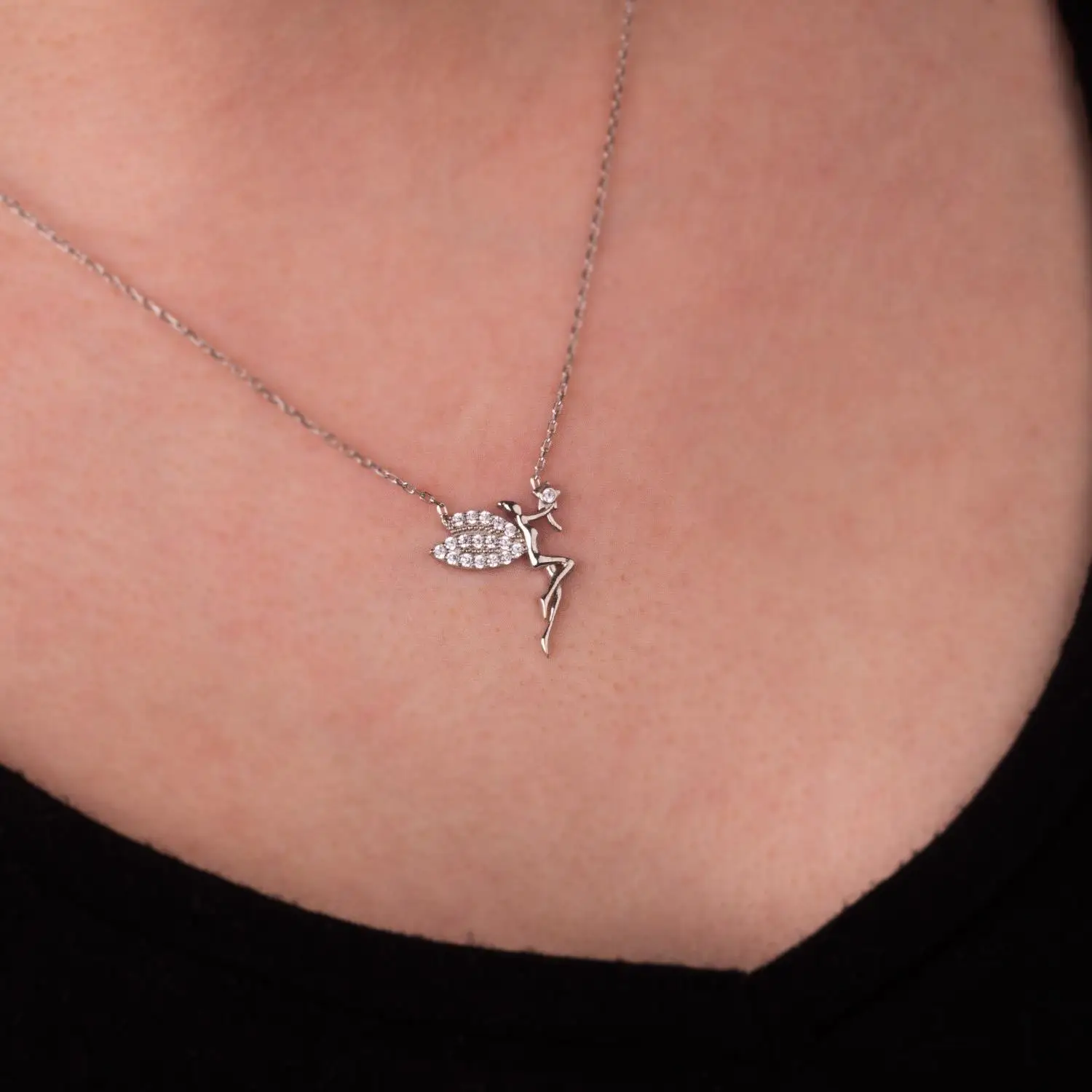 Collier en argent Sterling 925 pour femmes, pendentif en pierre de Zircon, petit conte de fées, cadeau d'anniversaire, chaîne élégante, luxe Cool 2