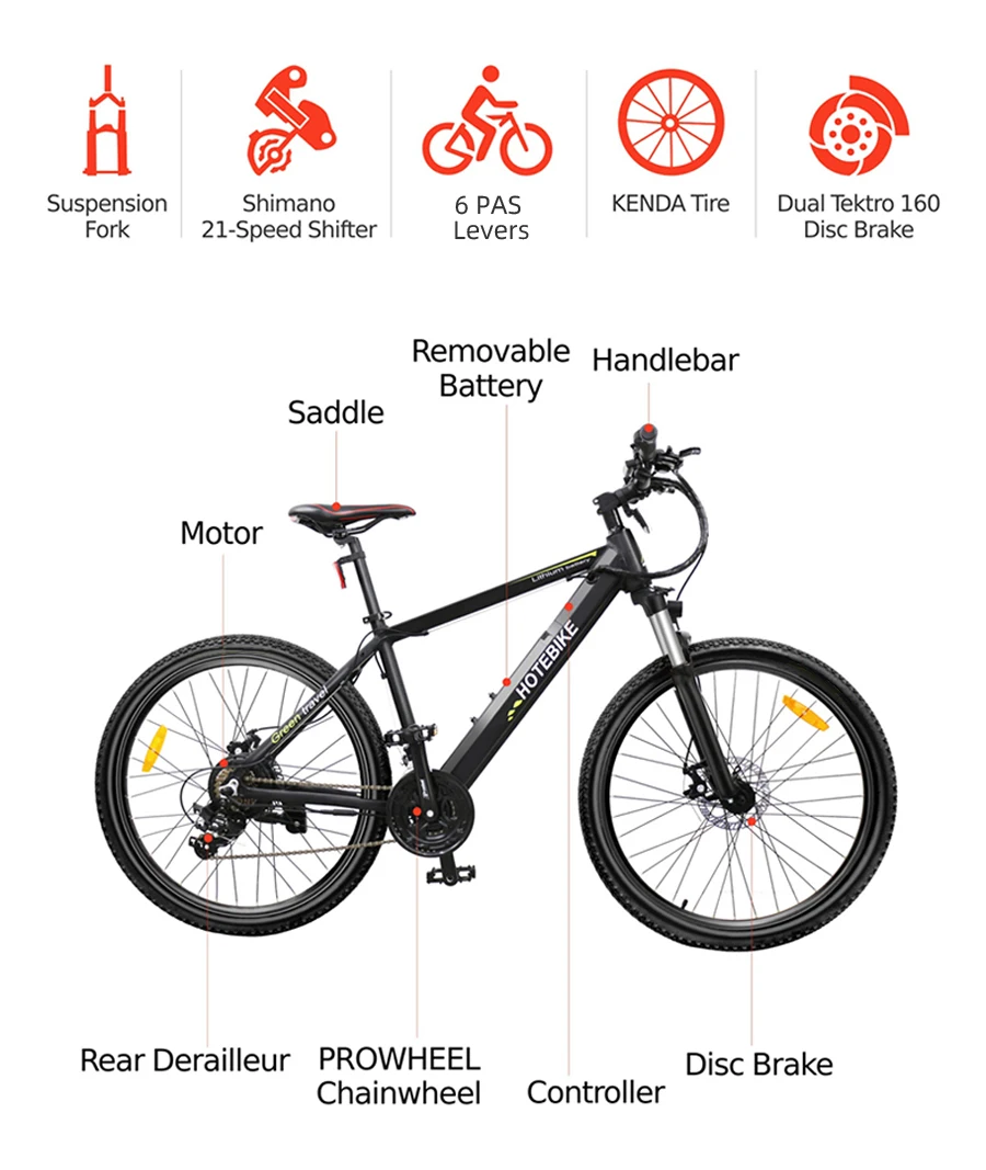

EBike 36V 350W Assist Adult Electric Bikes Hidden Battery A6AH26
