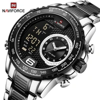 naviforce mens watches military waterproof multifunction stainless steel sport digital dial wrist watches male relogio masculino