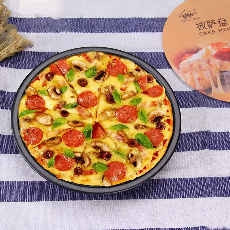 6 7 8 inch Pizza Plate Round Deep Dish Pan Tray Carbon Steel Non-stick Stone Mold Baking Tool Form for pizza | Дом и сад