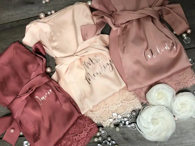 Индивидуальный заказ свадебное кимоно сатиновые пижамы кружевное платье с