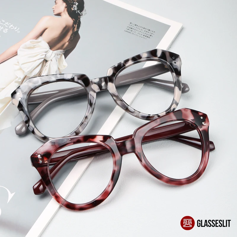 

Glasseslit Cateye Eyewear Acetate Optical Frame 2022 Hot Sale Sunglasses Women Full Rim Eyeglasses Spectacle 200616