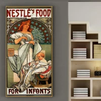 nestle by alphonse mucha old master advertisement retro vintage poster wall photo pictures wall art decor painting canvas print