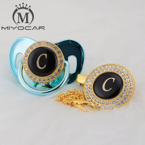 LC-10 6-18m MIYOCAR золото серебро имя инициалы буквы C прекрасный bling соска и соска клип набор BPA бесплатно пустышка bling уникальный дизайн LC - Цвет: LC-10 6-18m