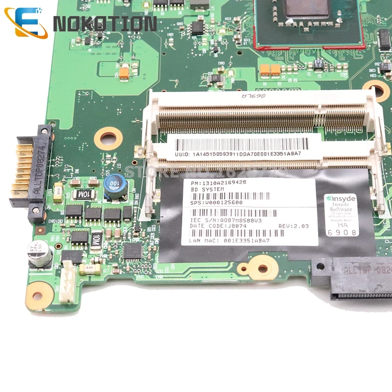 NOKOTION материнская плата для ноутбука Toshiba Satellite A300 A305 основная плата V000125600 6050A2169401 DDR2 Бесплатный процессор