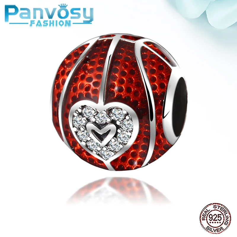 

New 925 Sterling Silver Red Enamel Beads Zircon Charms Fine Orginal Fashion Bracelet Bead For Women Accessories Jewelry Making