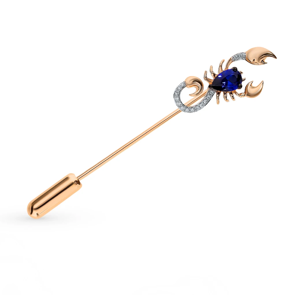 Gold brooch with diamond and sapphire &quotscorpion&quot SUNLIGHT test 585 |