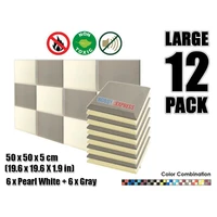 arrowzoom 12 pcs bundle flat bevel tile color combination acoustic panel sound absorption studio foam 19 6x19 6x1 9 kk1039