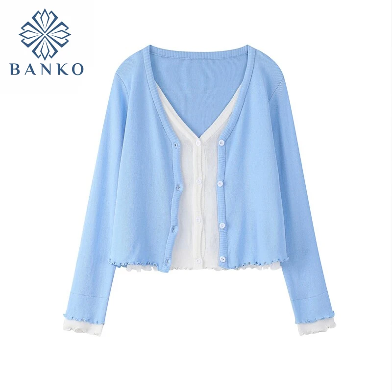 Женский трикотажный кардиган с V-образным вырезом и длинным рукавом |