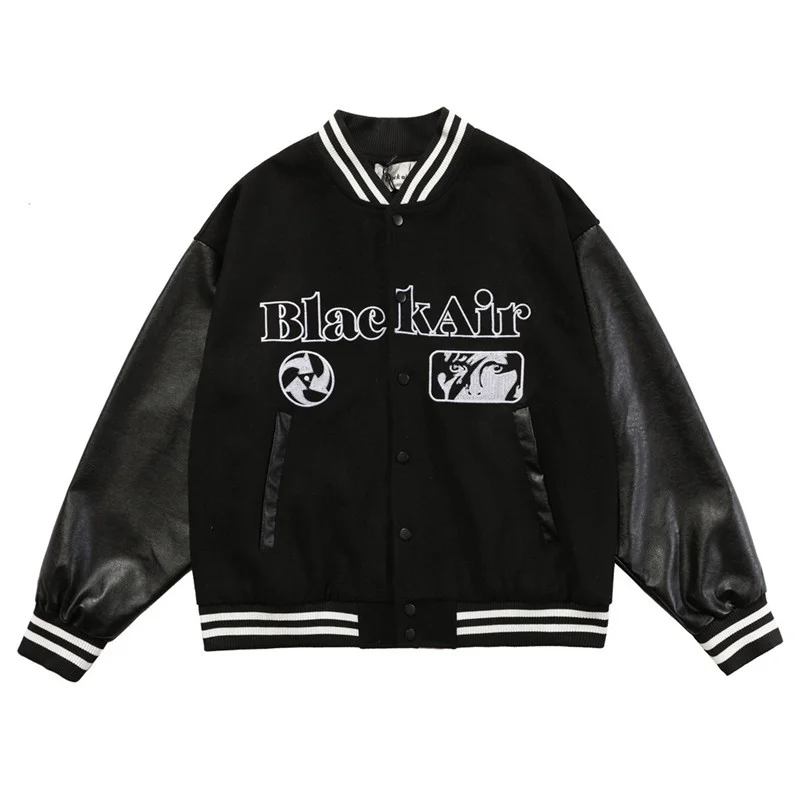 

Leather Men's Coat Fashion Embroidery Streetwear Stitching Fleeced Clothing Hip Hop Jaket Jackets Women's Coats