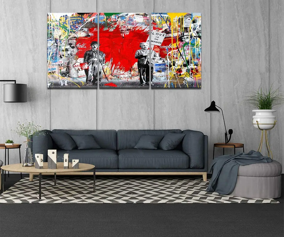 

3 Pieces Colorful Graffiti Wall Art Stars Wars Movie Poster Print on Canvas Creative Painting for the Walls Room Decor Unframed