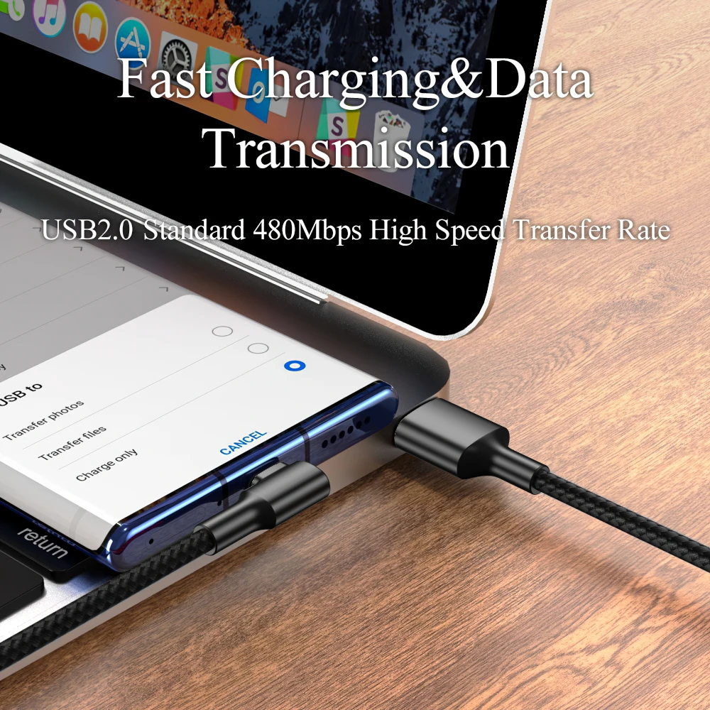 5A 90 Angled USB Type C Cable Micro Fast Charging Wire For Huawei P40 Pro Mate 30 Poco X3 Supercharge | Мобильные телефоны и