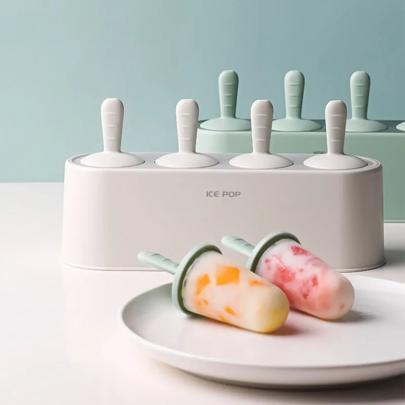 

Home Ice Cream Mold Popsicle DIY Tool Silicone 4-hole Ice Mold Children Dessert Ice Cream Mold Kitchen Tools DIY Ice Cream