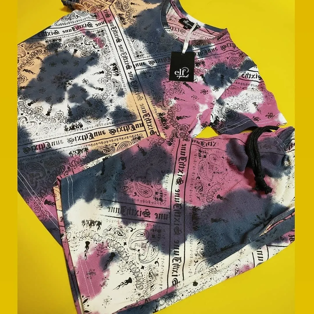 

Tie dye shorts suit 3-4/adjust the/5-6/7-8/9-10/11-12 age cotton custom production wholesale and parekenden sale
