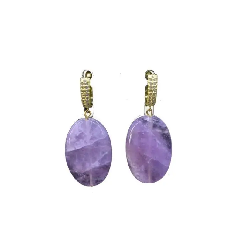 Серебряные Серьги с Аметист Стерлинговое Серебро 925 модные золото серьги