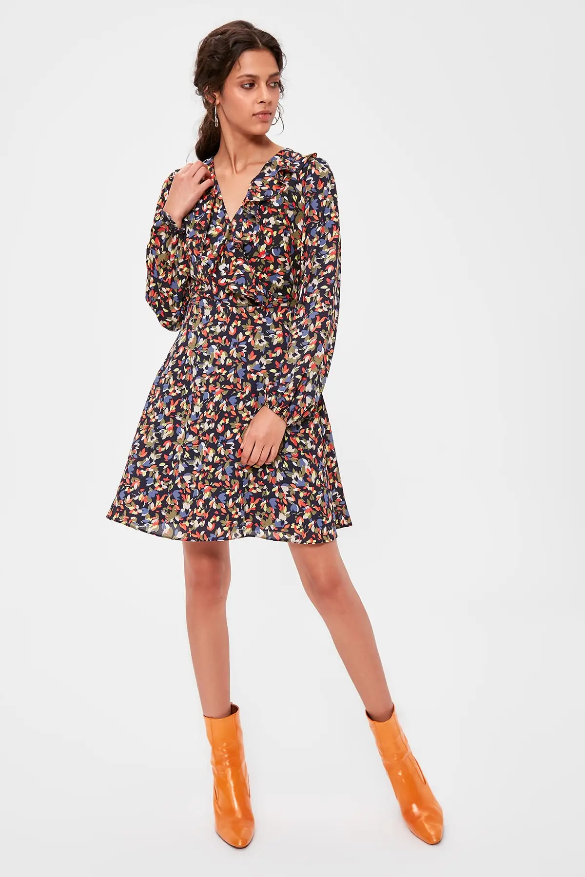 Модное разноцветное платье с узором TWOAW20EL1546|Женские платья| |