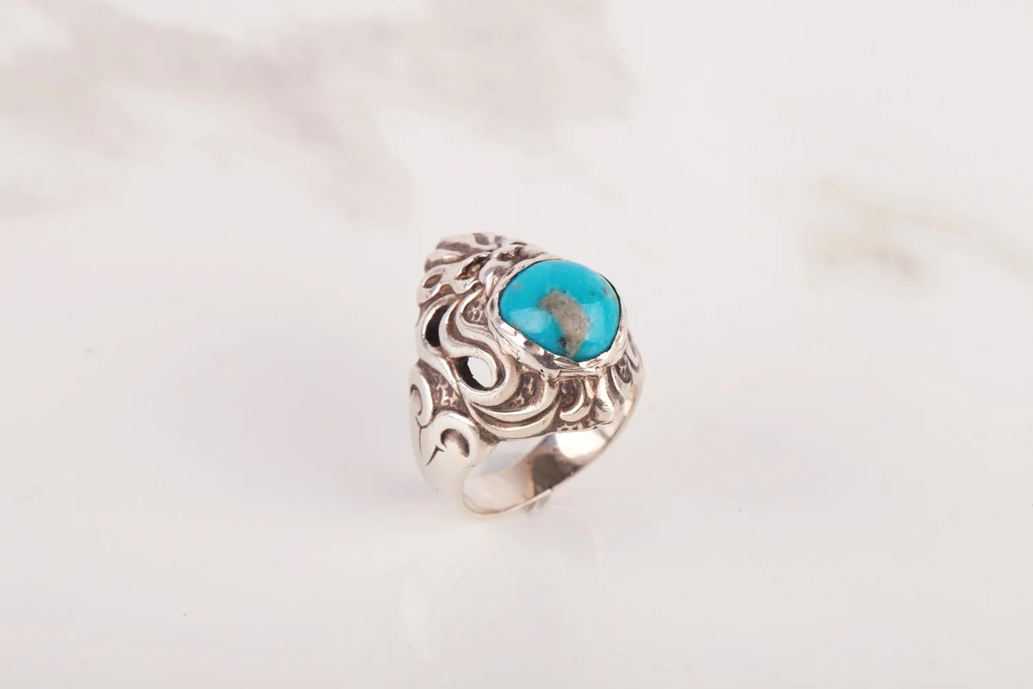

UM US JEWELRY Turquoise Gemstone 925 Sterling Silver Men 'S Ring