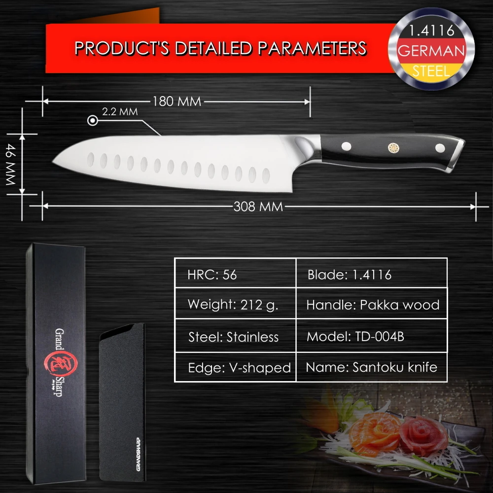 7 inch santoku Набор ножей для повара Германия 1,4116 Высокоуглеродистая сталь Santoku склеивание инструменты для домашнего приготовления японские кухонные ножи Рождественский подарок - Цвет: 7 inch santoku
