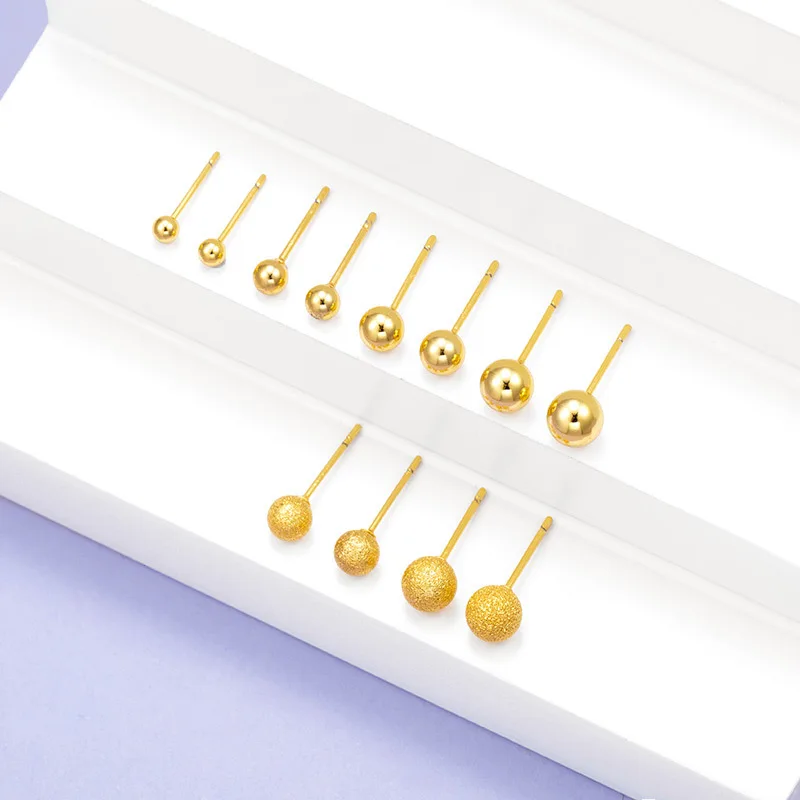

2021 Fashion Women Gold Ball Post Earring Studs Ear Pins with Loop For Jewelry Earring Making Birthday Party Gifts