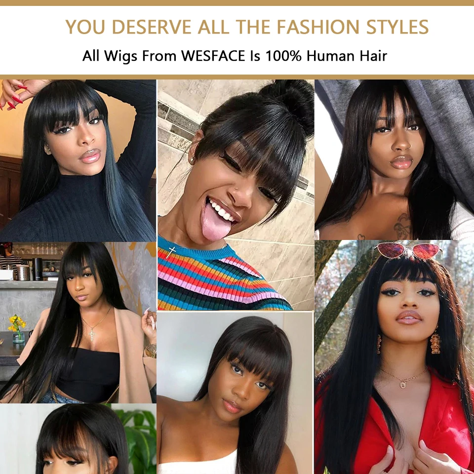 Прямые парики из человеческих волос с челкой на сетке спереди 13*4 натуральные