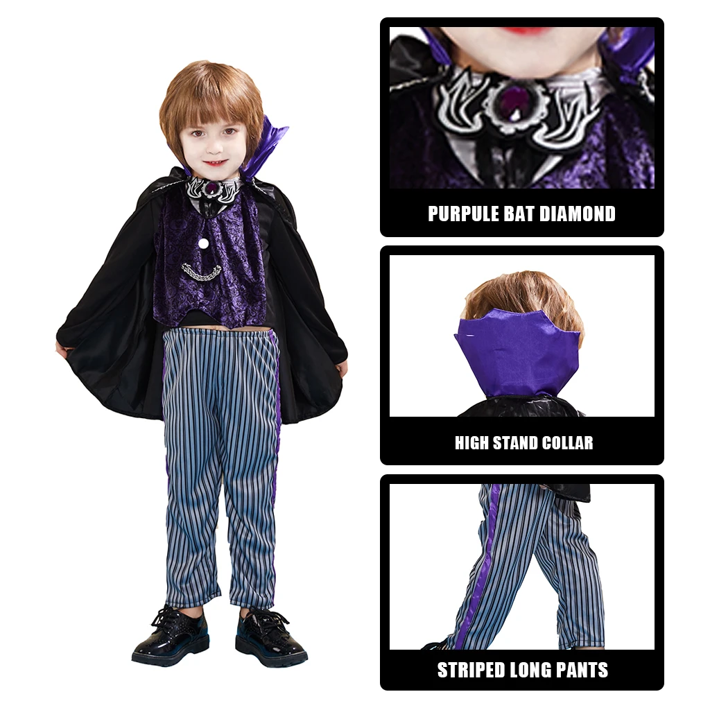 Snailify фиолетовый костюм вампира Малыш Дракула вампир косплей для Хэллоуина
