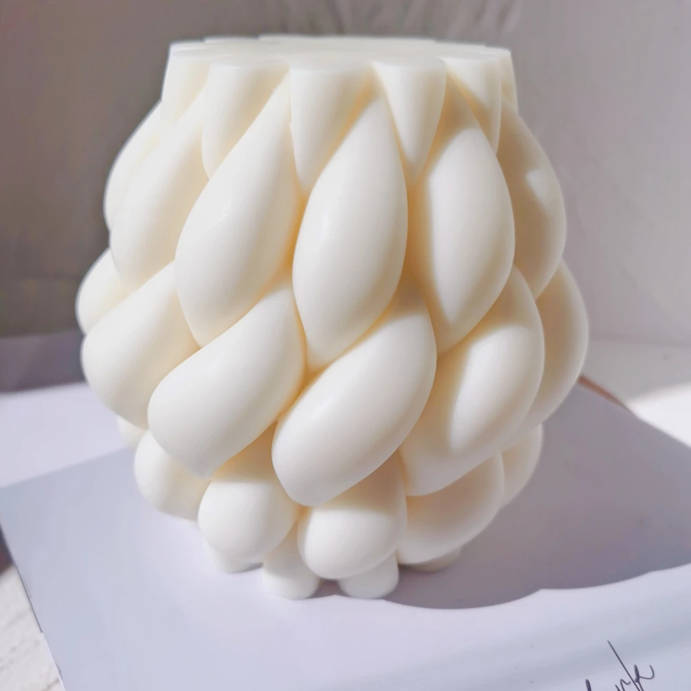 Molde de vela con forma de gota de lluvia, moldes de decoraci&oacute;n del hogar con remolino geom&eacute;trico, Pilar curvo, velas de silicona-5