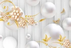 Фотообои категория Объемные арт. Т-114 Золотые украшения с шарами