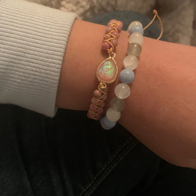 OAIITE Howlite с камнем Родонит Подвеска для браслета в форме сердца женский браслет