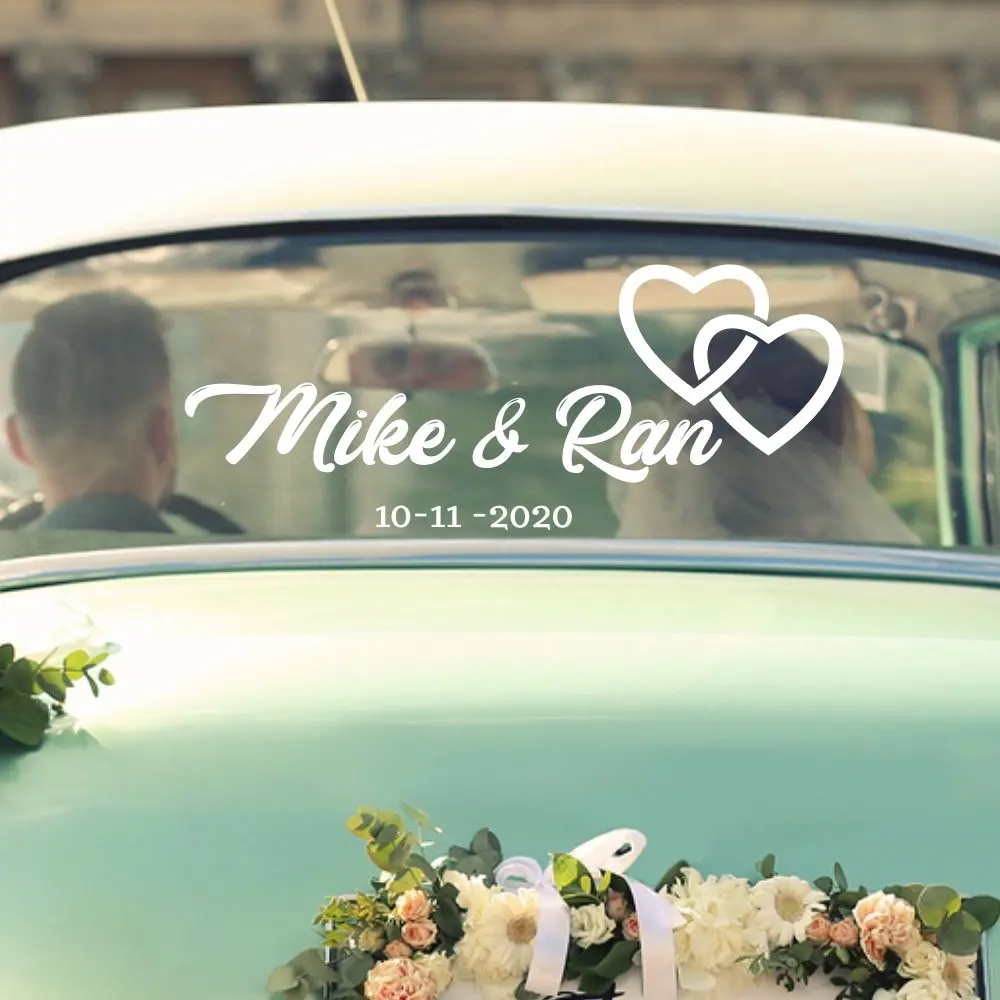 Свадебный автомобиль Жених и невеста настраиваемое имя автомобиля стеклянная