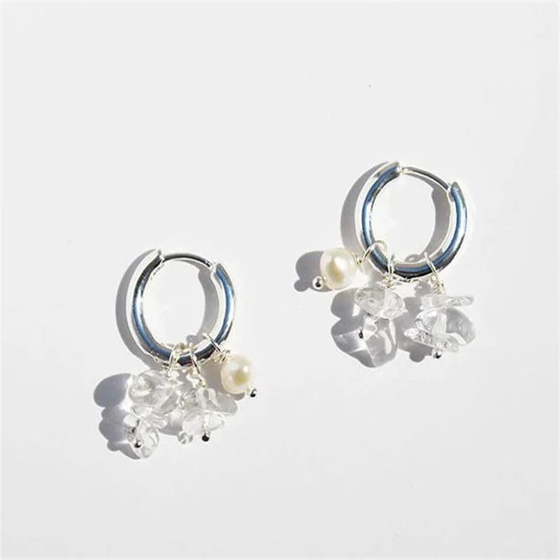 

European And American Lazy French Beautiful Crystal Stone Ins Cold Wind Detachable Hoop Fashionable Temperament Earrings