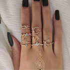 Набор колец с хрустальными бабочками для женщин, Винтажные Украшения в стиле бохо на палец, с декором листья, цветы, геометрический дизайн, для вечеринки