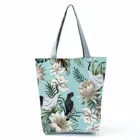 Сумка на плечо с цветочным принтом, Освежающая модная Экологически чистая сумочка-тоут в китайском стиле с изображением журавлей, Портативная сумка для покупок