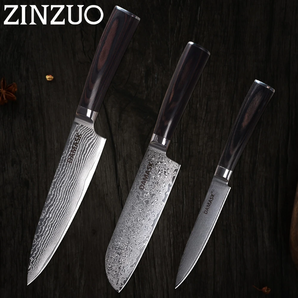 Damask набор острых кухонных ножей из дамасской стали 3 шт. шеф повара Santoku