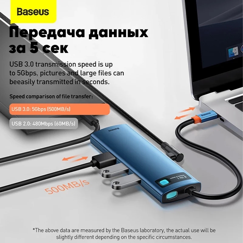 Baseus USB-C хаб для MacBook Pro M1 Air USB 3.0 HUB SD TF картридер PD 100W Type C концентратор док-станция
