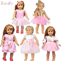 2022 new cute princess dress sets for american 18 inch girl doll clothes pink skirts set for 43cm baby new bornog girl doll toy