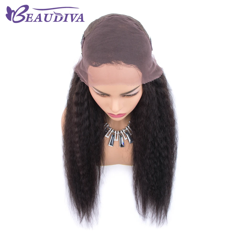 Beaudiva 13*4 фронта шнурка человеческих волос парики с детскими волосами кудрявые прямые естественные цвета бразильские кудрявые прямые волосы парики шнурка