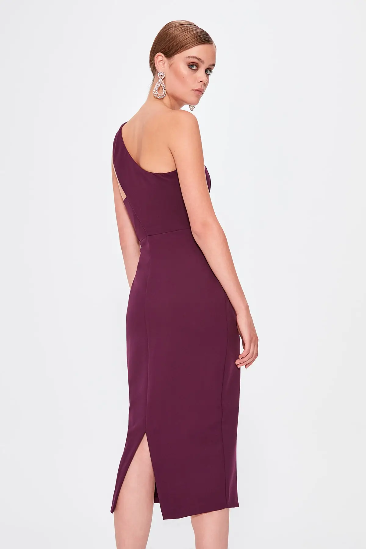 Trendyol Damson приталенное платье с глубоким вырезом TPRSS19FZ0238|Женские платья| |