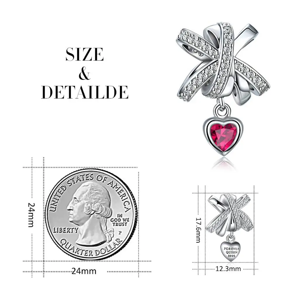 Королева Анна Sweet подвески с бантом кубическим цирконием в форме сердца подходят