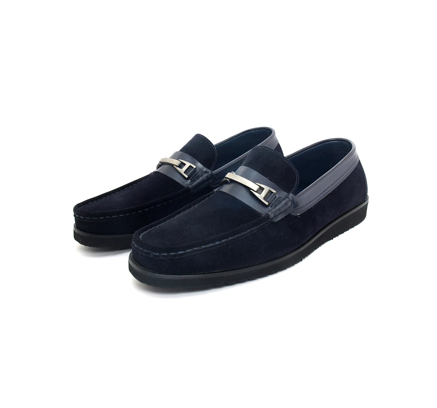 

SHENBIN's Handmade Dark Blue Suede Loafers with Extra Light EVA Soles, Men's Casual Slip On Shoes, Lightweight and Comfortable