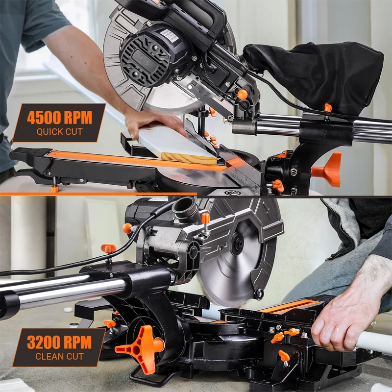 Усовершенствованная торцовочная пила 10 дюймов 15 а с двойной скоростью 3 лезвия |