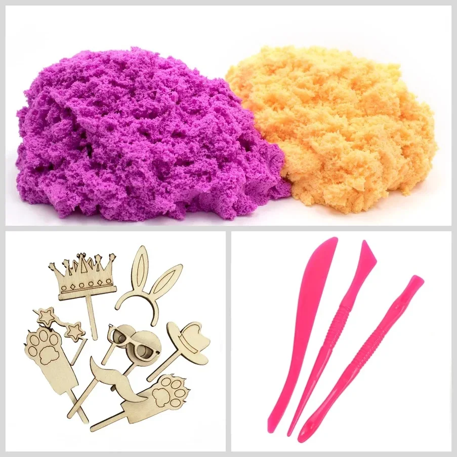 Кинетический Пластилин фиолетовый + оранжевый пушистый пластилин набор глины