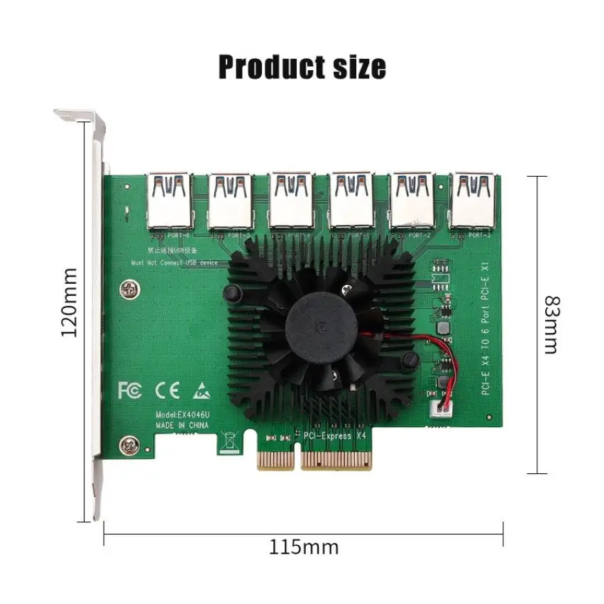 PCIE X4 20 ГБ 1 до 6 переходная карта для майнинга видеокарта слот 4X 16X USB 3 0 переходник