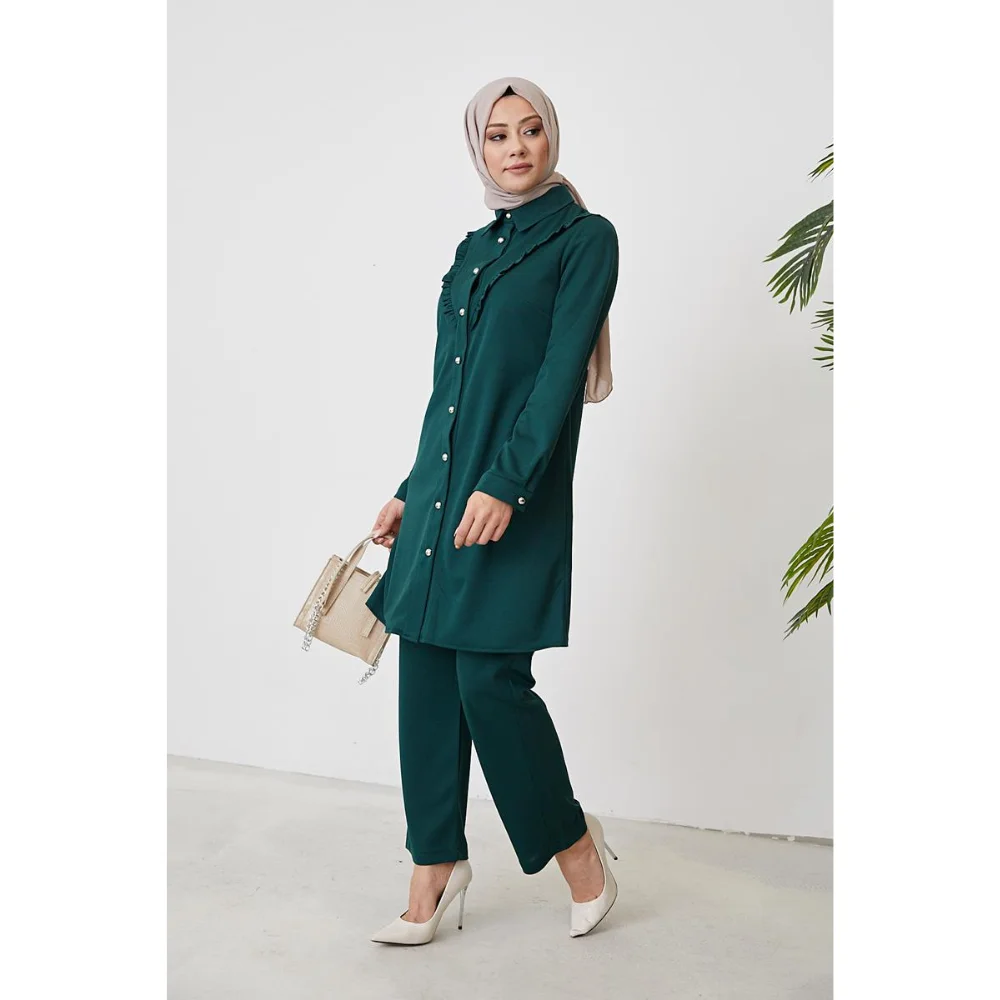 Side Slit Frill Detail Hijab Suit Trend Fast Delivery muslim dress women abaya kaftan modest dress abayas for women abaya turkey