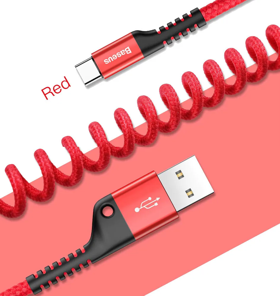 Baseus Fish eye Spring Data Cable TYPE-C кабель для телефона зарядка автомобиля максимально