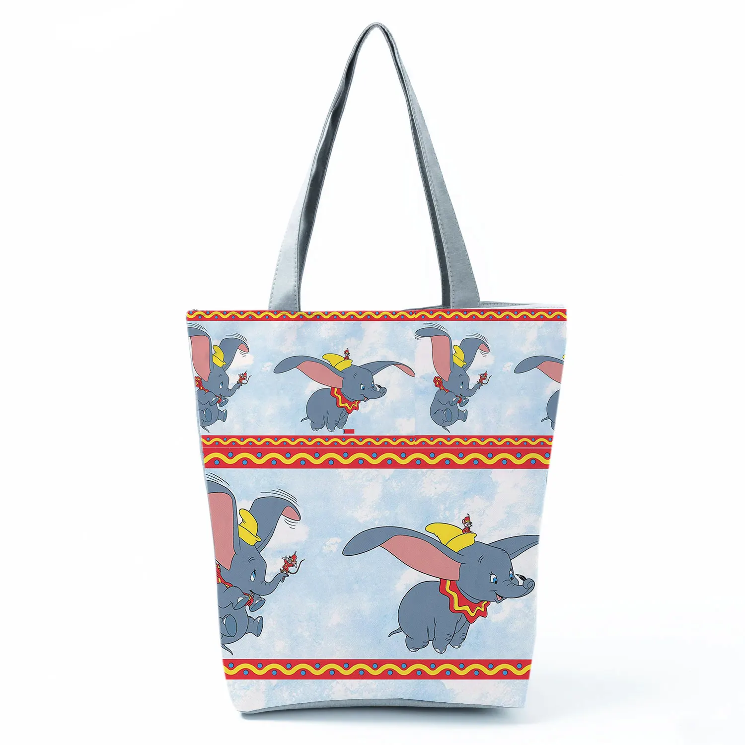 

Dumbo Printed Handbag Disney Tote Cartoon Elephant High Capacity Blue Sky Women Shoulder Bag Graphic Shopping Bag Custom Pattern