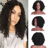 dianqi synthetic short fluffy curly corn hair wigs black 11 inch high temperature fiber long lasting wig