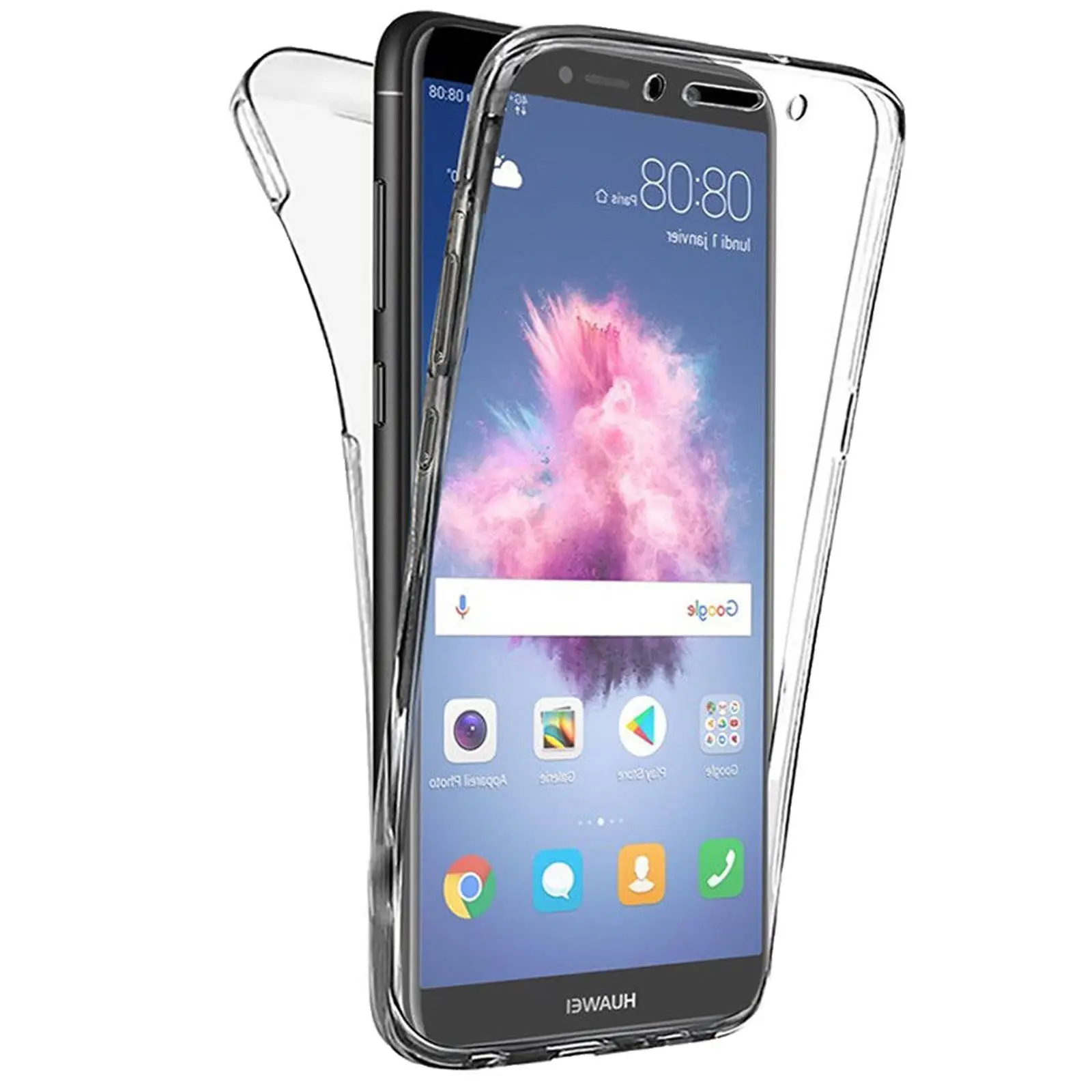 Case Transparent Dual TPU Silicone for HUAWEI P SMART 2018 Front and Back Top Quality 360°