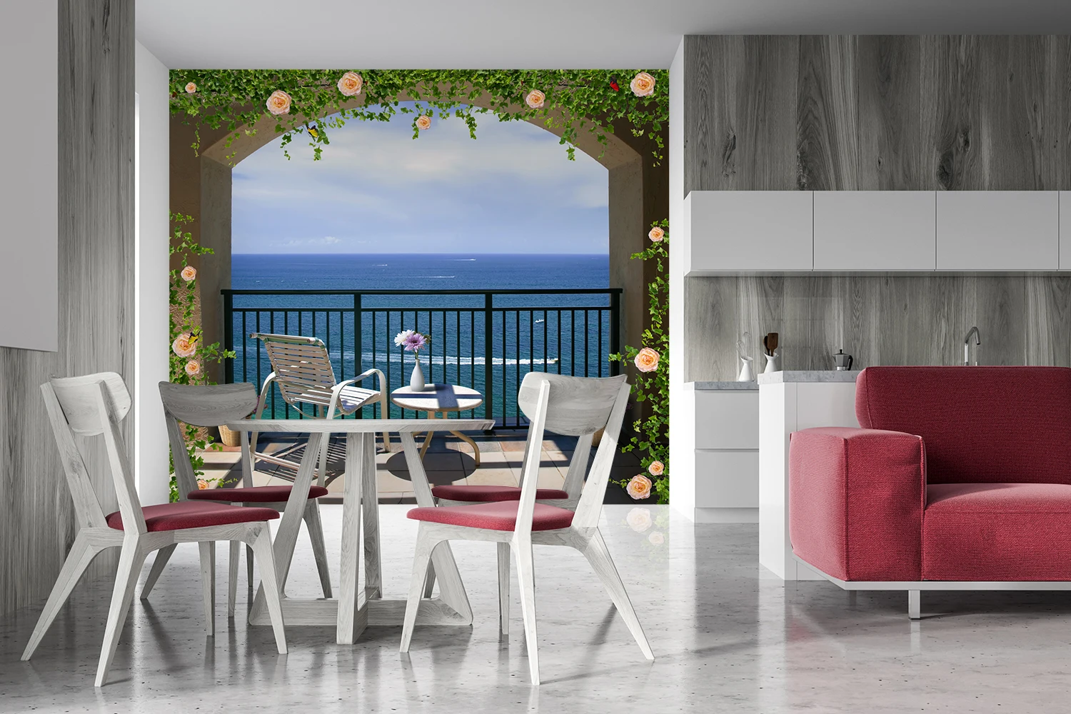 Фотообои Divino Decor категория Окна и балконы арт. P 038 Вид с балкона на море|Обои| |