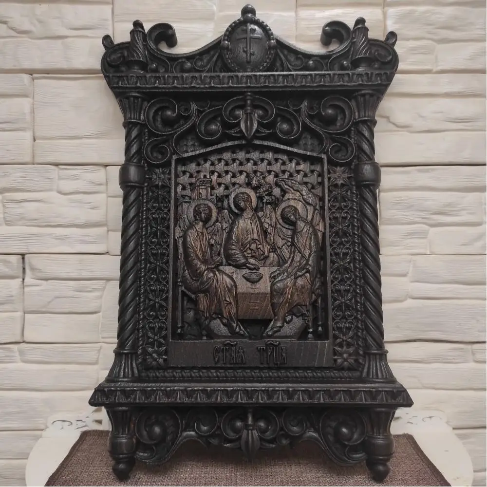 Иконы святой Троицы Резная уникальная икона размером 30-46 см